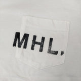MHL. 595-9168501 PRINTED COTTON JERSEY サイズ3 ロゴ ポケット 半袖Ｔシャツ カットソー ホワイト レディース エムエイチエル【中古】5-0708S♪