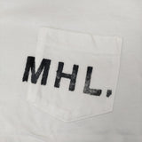 MHL. 595-9168501 PRINTED COTTON JERSEY サイズ3 ロゴ ポケット 半袖Ｔシャツ カットソー ホワイト レディース エムエイチエル【中古】5-0708S♪