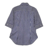 RALPH LAUREN スーパースリムフィット ストライプ 9 半袖シャツ ブルー ホワイト レディース ラルフローレン【中古】5-0702S∞