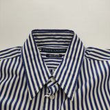 RALPH LAUREN スーパースリムフィット ストライプ 9 半袖シャツ ブルー ホワイト レディース ラルフローレン【中古】5-0702S∞