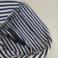 RALPH LAUREN スーパースリムフィット ストライプ 9 半袖シャツ ブルー ホワイト レディース ラルフローレン【中古】5-0702S∞