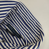 RALPH LAUREN スーパースリムフィット ストライプ 9 半袖シャツ ブルー ホワイト レディース ラルフローレン【中古】5-0702S∞