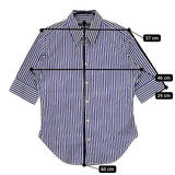RALPH LAUREN スーパースリムフィット ストライプ 9 半袖シャツ ブルー ホワイト レディース ラルフローレン【中古】5-0702S∞