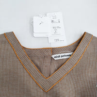 mina perhonen abs1224 sunny hole サイズ36 定価52800円 Vネック ブラウス シャツ ブラウン レディース ミナペルホネン【中古】5-0223S♪