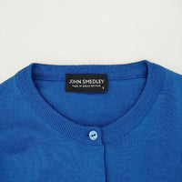 JOHN SMEDLEY クルーネック サイズS ウールニット カーディガン ブルー レディース ジョンスメドレー【中古】4-0924T♪