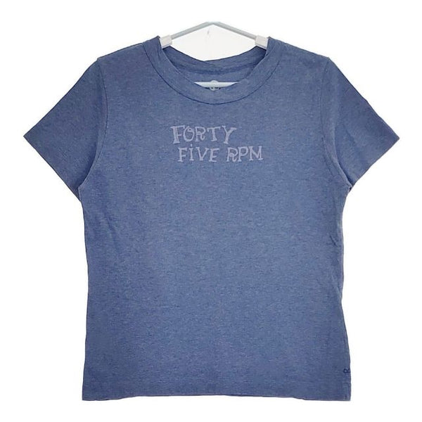 45R/45rpm ロゴ入り コットン 半袖Ｔシャツ カットソー ブルーグレー レディース フォーティーファイブアールピーエム【中古】5-0720S∞