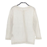 45R/45rpm ニットレースCARDIGAN 定価35200円 コットン カーディガン ホワイト レディース フォーティーファイブアールピーエム【中古】5-0410M∞