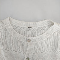 45R/45rpm ニットレースCARDIGAN 定価35200円 コットン カーディガン ホワイト レディース フォーティーファイブアールピーエム【中古】5-0410M∞