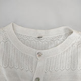 45R/45rpm ニットレースCARDIGAN 定価35200円 コットン カーディガン ホワイト レディース フォーティーファイブアールピーエム【中古】5-0410M∞