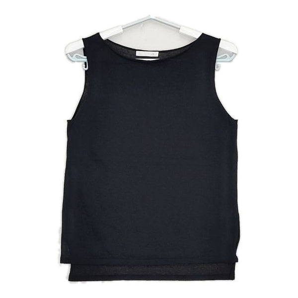 vie evam eva コットン V201K928 ノースリーブ Ｔシャツ カットソー 濃紺 ネイビー レディース ヴィー エヴァムエヴァ【中古】5-0720S∞