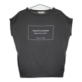 beautiful people ロゴプリント 半袖Ｔシャツ カットソー チャコールグレー レディース ビューティフルピープル【中古】5-0706S∞