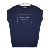 beautiful people ロゴプリント 半袖Ｔシャツ カットソー ネイビー レディース ビューティフルピープル【中古】5-0706S∞