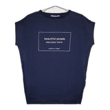 beautiful people ロゴプリント 半袖Ｔシャツ カットソー ネイビー レディース ビューティフルピープル【中古】5-0706S∞