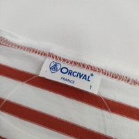 ORCIVAL ボーダー ワイドボートネック 半袖Ｔシャツ カットソー ホワイト レッド レディース オーシバル/オーチバル【中古】5-0706S∞