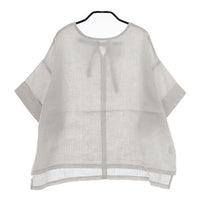 fog linen work リネン リトアニア製 半袖 ブラウス シャツ ライトグレー レディース フォグリネンワーク【中古】5-0410S∞