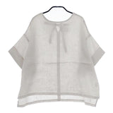 fog linen work リネン リトアニア製 半袖 ブラウス シャツ ライトグレー レディース フォグリネンワーク【中古】5-0410S∞