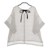fog linen work リネン リトアニア製 半袖 ブラウス シャツ ライトグレー レディース フォグリネンワーク【中古】5-0410S∞