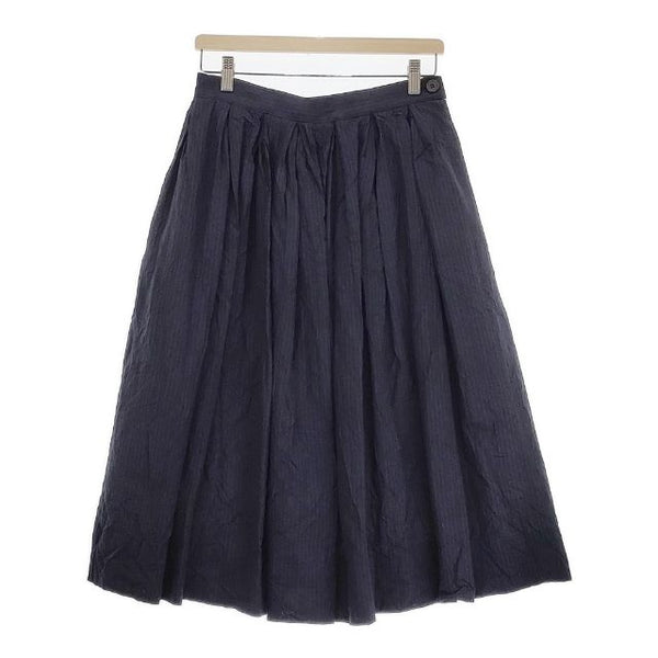 Paul Harnden Pleat Skirt DSM購入ウールストライププリーツスカート M ロングスカート ネイビー レディース ポールハーデン【中古】4-0831T♪