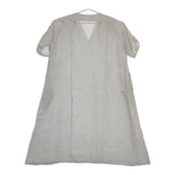 suro リネン Vネック ギャザー 半袖ドレス ワンピース ライトグレー レディース スロ【中古】5-0706S∞