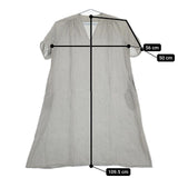 suro リネン Vネック ギャザー 半袖ドレス ワンピース ライトグレー レディース スロ【中古】5-0706S∞