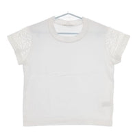 BASIC AND ACCENT 袖透かしデザインTシャツ 半袖Ｔシャツ カットソー ホワイト レディース ベーシックアンドアクセント【中古】5-0706S∞