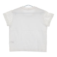 BASIC AND ACCENT 袖透かしデザインTシャツ 半袖Ｔシャツ カットソー ホワイト レディース ベーシックアンドアクセント【中古】5-0706S∞
