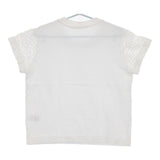BASIC AND ACCENT 袖透かしデザインTシャツ 半袖Ｔシャツ カットソー ホワイト レディース ベーシックアンドアクセント【中古】5-0706S∞