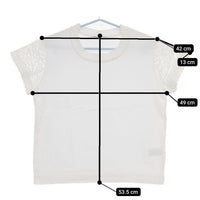 BASIC AND ACCENT 袖透かしデザインTシャツ 半袖Ｔシャツ カットソー ホワイト レディース ベーシックアンドアクセント【中古】5-0706S∞