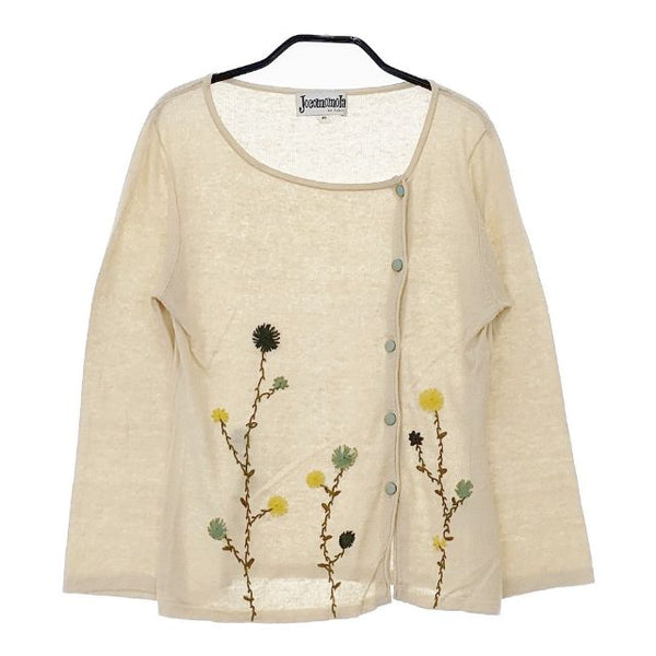 Jocomomola 花 刺繍 レーヨンリネン カーディガン ベージュ レディース ホコモモラ【中古】5-0426M∞