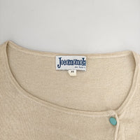 Jocomomola 花 刺繍 レーヨンリネン カーディガン ベージュ レディース ホコモモラ【中古】5-0426M∞