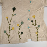 Jocomomola 花 刺繍 レーヨンリネン カーディガン ベージュ レディース ホコモモラ【中古】5-0426M∞