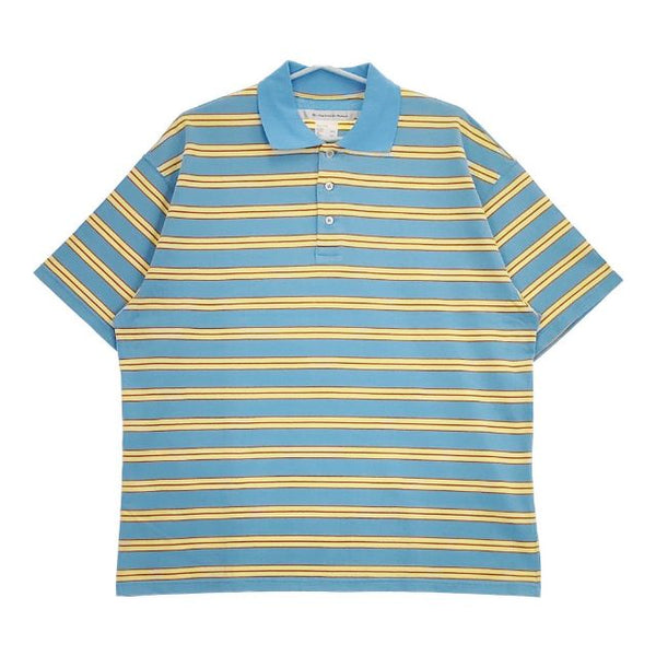 EEL 新品 E-23517 POLO GOOD 定価14850円 ポログッド ボーダー サイズS 半袖 ポロシャツ ブルー イエロー メンズ イール【中古】5-0501S∞