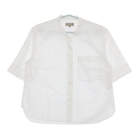 MARGARET HOWELL COTTON LINEN バンドカラー 定価27500円 578-1152004 半袖シャツ ホワイト レディース マーガレットハウエル【中古】5-0706S∞
