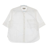 MARGARET HOWELL COTTON LINEN バンドカラー 定価27500円 578-1152004 半袖シャツ ホワイト レディース マーガレットハウエル【中古】5-0706S∞
