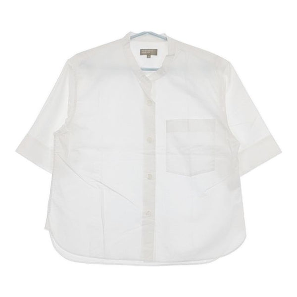 MARGARET HOWELL COTTON LINEN バンドカラー 定価27500円 578-1152004 半袖シャツ ホワイト レディース マーガレットハウエル【中古】5-0706S∞