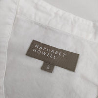 MARGARET HOWELL COTTON LINEN バンドカラー 定価27500円 578-1152004 半袖シャツ ホワイト レディース マーガレットハウエル【中古】5-0706S∞