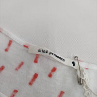 mina perhonen pen コットン js8459 タンクトップ キャミソール ホワイト レッド レディース ミナペルホネン【中古】5-0706S∞
