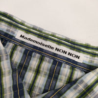 Mademoiselle NONNON ポケット付き チェック パパス 半袖シャツ グリーン ホワイト レディース マドモアゼルノンノン【中古】5-0706S∞