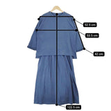 grin 8214C-029 製品加工 コットン ドッキング ワンピース ブルー レディース グリン【中古】4-1223M∞