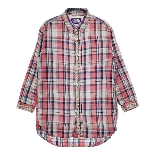 THE NORTH FACE PURPLE LABEL NT3235N リネンチェックシャツ サイズL 長袖シャツ ピンク レディース ザノースフェイスパープルレーベル【中古】5-0428M∞