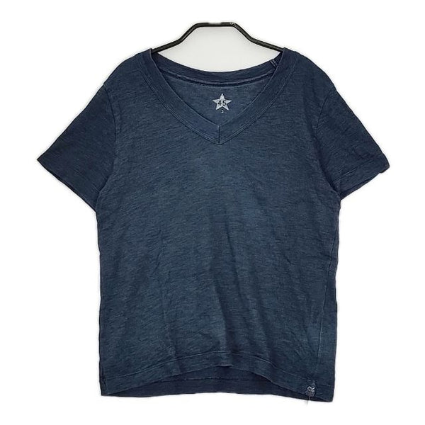45R/45rpm コットン インディゴ Vネック 半袖Ｔシャツ カットソー ネイビー レディース フォーティーファイブアールピーエム【中古】5-0621S∞