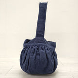 Lin francais d'antan carol キャロル ラウンドバッグ リネン ワンハンドル トートバッグ ブルー レディース ランフランセダンタン【中古】4-1014G◎