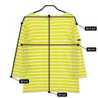 SAINT JAMES ウェッソン ボートネック F3 長袖Ｔシャツ カットソー ロンＴ イエロー ホワイト レディース セントジェームス【中古】5-0101M∞