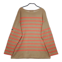 HUG O WaR ボーダー コットン 長袖Ｔシャツ カットソー ロンＴ ベージュ オレンジ レディース ハグオーワー【中古】5-0101M∞