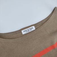 HUG O WaR ボーダー コットン 長袖Ｔシャツ カットソー ロンＴ ベージュ オレンジ レディース ハグオーワー【中古】5-0101M∞