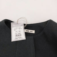 evam eva E241T025 linen cotton no-collar coat 定価39600円 リネンコットンノーカラーコート 24SS ブラック エヴァムエヴァ【中古】4-0912M♪