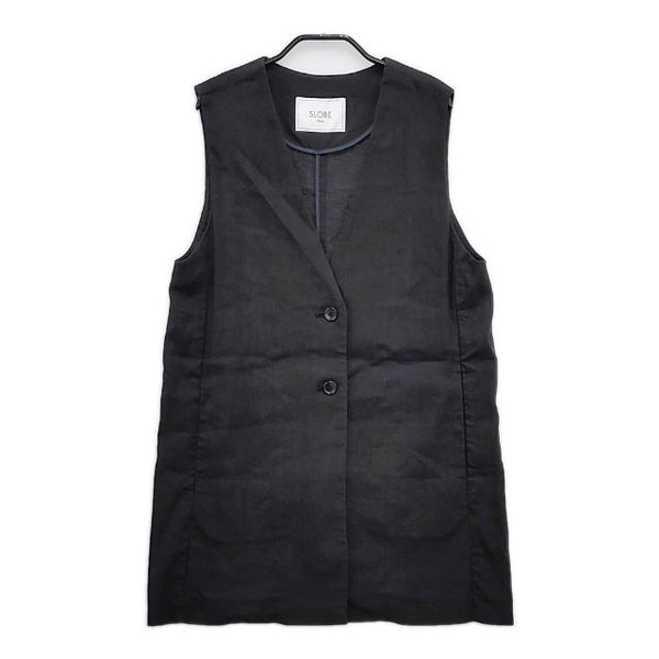 SLOBE IENA リネンジレ 定価15400円 ロング ベスト 22SS ブラック レディース スローブイエナ【中古】5-0428M∞