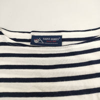SAINT JAMES ピリアック ボーダー T1 半袖Ｔシャツ カットソー ホワイト ネイビー レディース セントジェームス【中古】5-0621S∞