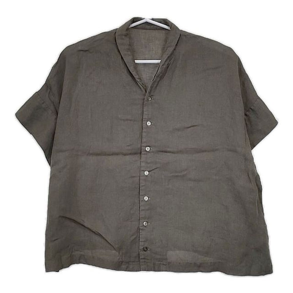 nest Robe 01192-2045 リネン 製品染め 半袖 ブラウス シャツ グレー レディース ネストローブ【中古】5-0614S∞