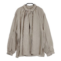 YAECA CANVAS DESIGN GATHER BLOUSE 94105 サイズM 定価44000円 リネン ブラウス シャツ ベージュ レディース ヤエカ【中古】4-0912M♪